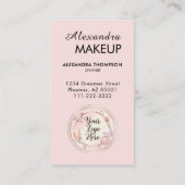 Blush Pink Script QR Code Photo Makeup Visitenkarte (Rückseite)