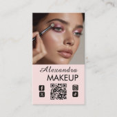 Blush Pink Script QR Code Photo Makeup Visitenkarte (Vorderseite)