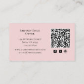 Blush Pink Script QR Code Photo Makeup Visitenkarte (Rückseite)