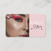 Blush Pink Script QR Code Photo Makeup Visitenkarte (Vorderseite)
