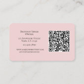 Blush Pink Script QR Code Photo Makeup Visitenkarte (Rückseite)