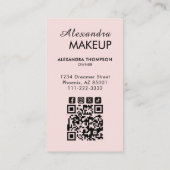 Blush Pink Script QR Code Photo Makeup Visitenkarte (Rückseite)