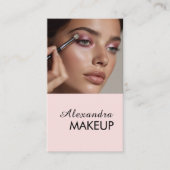 Blush Pink Script QR Code Photo Makeup Visitenkarte (Vorderseite)