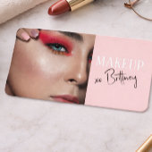 Blush Pink Script QR Code Photo Makeup Visitenkarte
