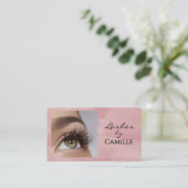 Blush Pink Script Social Icon QR Code Photo Lash Visitenkarte (Stehend Vorderseite)