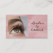 Blush Pink Script Social Icon QR Code Photo Lash Visitenkarte (Vorderseite)