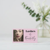 Blush Pink Script Social Icon QR Code Photo Lashes Visitenkarte (Stehend Vorderseite)