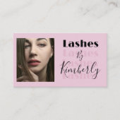 Blush Pink Script Social Icon QR Code Photo Lashes Visitenkarte (Vorderseite)