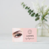 Blush Pink Script Social Icon QR Code Photo Lashes Visitenkarte (Stehend Vorderseite)