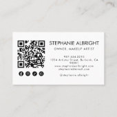 Blush Pink Script Social Icon QR Code Photo Lashes Visitenkarte (Rückseite)