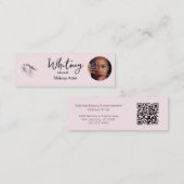 Blush Pink Script Social Icon QR Code Photo Makeup Telefonnummerkarte (Vorne/Hinten)