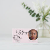 Blush Pink Script Social Icon QR Code Photo Makeup Visitenkarte (Stehend Vorderseite)