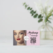 Blush Pink Script Social Icon QR Code Photo Makeup Visitenkarte (Stehend Vorderseite)