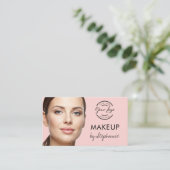 Blush Pink Script Social Icon QR Code Photo Makeup Visitenkarte (Stehend Vorderseite)