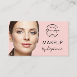 Blush Pink Script Social Icon QR Code Photo Makeup Visitenkarte