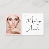 Blush Pink Script Social Icon QR Code Photo Makeup Visitenkarte (Vorderseite)
