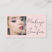 Blush Pink Script Social Icon QR Code Photo Makeup Visitenkarte (Vorderseite)