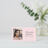 Blush Pink Script Social Icon QR Code Photo Makeup Visitenkarte (Stehend Vorderseite)