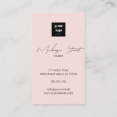 Blush Pink Script Social Icon QR Code Photo Makeup Visitenkarte (Rückseite)