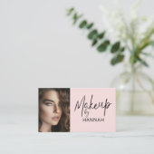 Blush Pink Script Social Icon QR Code Photo Makeup Visitenkarte (Stehend Vorderseite)