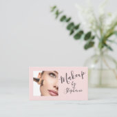 Blush Pink Script Social Icon QR Code Photo Makeup Visitenkarte (Stehend Vorderseite)