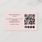 Blush Pink Script Social Icon QR Code Photo Makeup Visitenkarte (Rückseite)