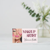 Blush Pink Script Social Icon QR Code Photo Makeup Visitenkarte (Stehend Vorderseite)