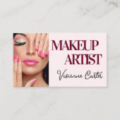 Blush Pink Script Social Icon QR Code Photo Makeup Visitenkarte (Vorderseite)