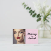 Blush Pink Script Social Icon QR Code Photo Makeup Visitenkarte (Stehend Vorderseite)