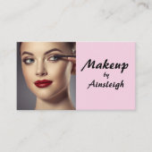 Blush Pink Script Social Icon QR Code Photo Makeup Visitenkarte (Vorderseite)
