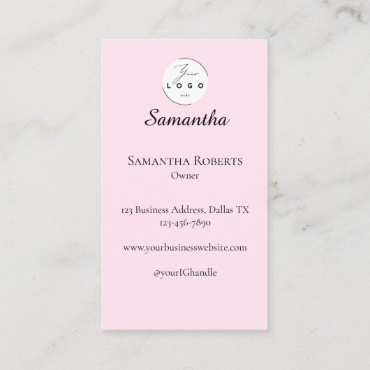 Blush Pink Script Social Icon QR Code Photo Makeup Visitenkarte (Rückseite)