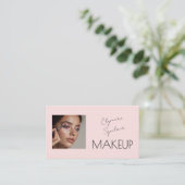 Blush Pink Script Social Icon QR Code Photo Makeup Visitenkarte (Stehend Vorderseite)