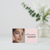 Blush Pink Script Social Icon QR Code Photo Makeup Visitenkarte (Stehend Vorderseite)