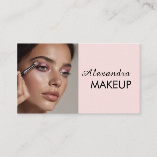 Blush Pink Script Social Icon QR Code Photo Makeup Visitenkarte (Vorderseite)