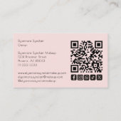 Blush Pink Script Social Icon QR Code Photo Makeup Visitenkarte (Rückseite)