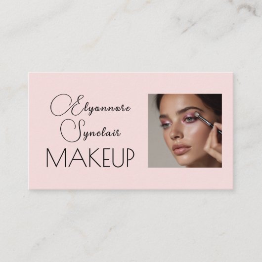 Blush Pink Script Social Icon QR Code Photo Makeup Visitenkarte (Vorderseite)