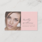 Blush Pink Script Social Icon QR Code Photo Makeup Visitenkarte (Vorderseite)