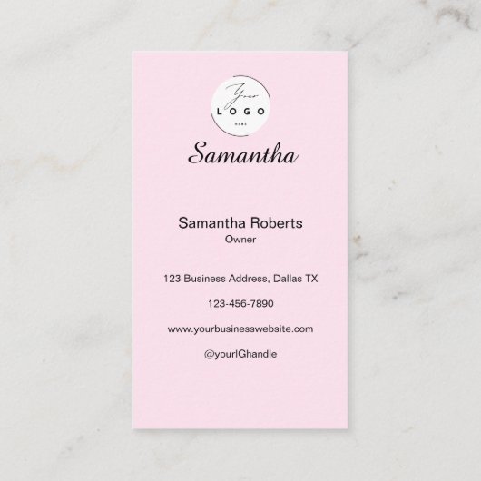 Blush Pink Script Social Icon QR Code Photo Makeup Visitenkarte (Rückseite)