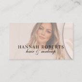 Blush Pink Script Social QR Code Photo Hair Makeup Visitenkarte (Vorderseite)