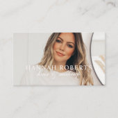 Blush Pink Script Social QR Code Photo Hair Makeup Visitenkarte (Vorderseite)