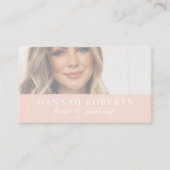 Blush Pink Script Social QR Code Photo Hair Makeup Visitenkarte (Vorderseite)