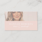 Blush Pink Script Social QR Code Photo Hair Makeup Visitenkarte (Vorderseite)