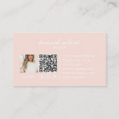 Blush Pink Script Social QR Code Photo Makeup Visitenkarte (Rückseite)