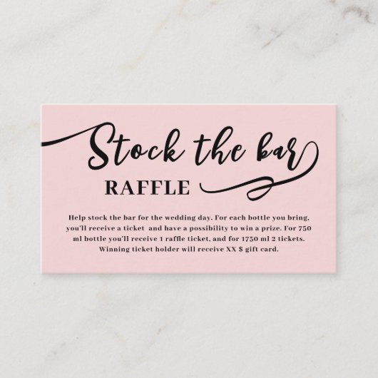 Blush Pink Script Stock the bar Bridal Shower  Begleitkarte (Vorderseite)