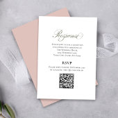 Blush Pink Script Wedding RSVP QR Code Card Begleitkarte