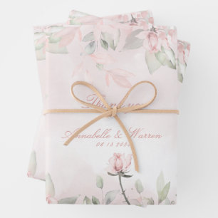 Blush Pink Secret Garden Rose Vielen Dank Geschenkpapier Set