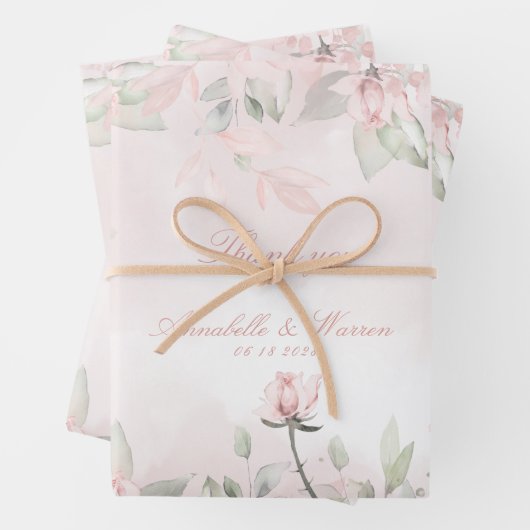 Blush Pink Secret Garden Rose Vielen Dank Geschenkpapier Set (Beispiel)