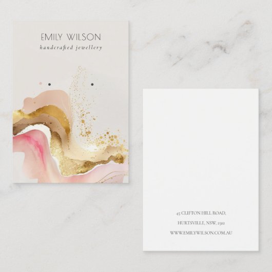 Blush Pink Shiny Glitzer Textur Ohrring Display Visitenkarte (Vorne/Hinten)