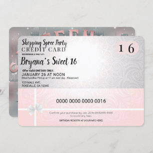 Blush Pink Shopping Spree City Limo Sweet 16 Party Einladung