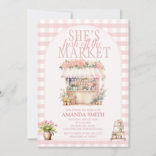 Blush Pink Sie ist frisch vom Markt Einladung (Vorderseite)